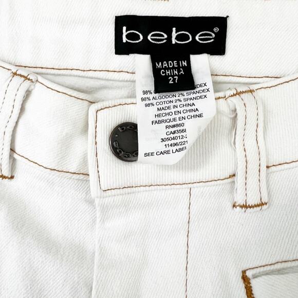 Y2K Bebe Low Rise Bootcut Jeans White Size 27 - Picture 3 of 3